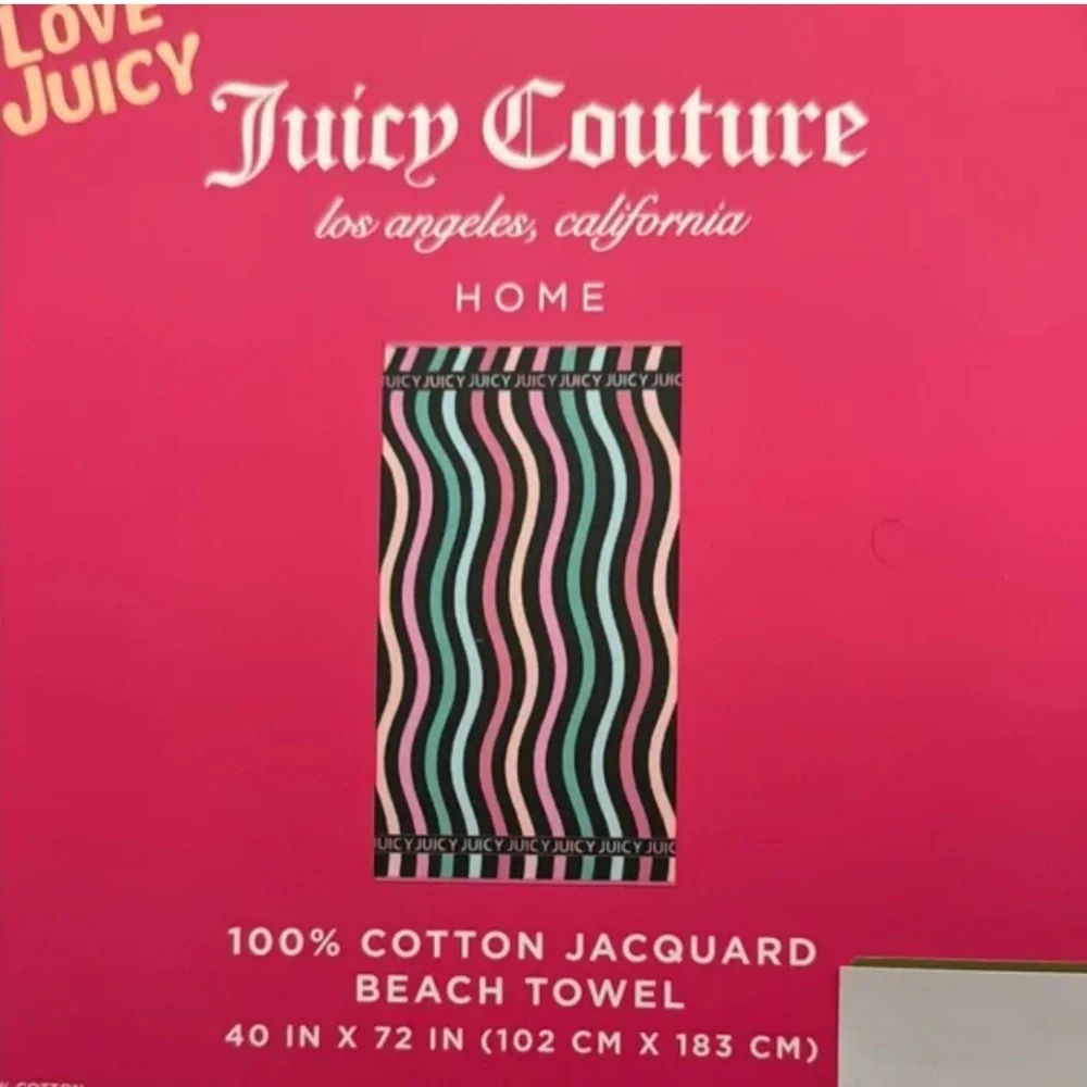 Juicy Couture Pink and Black Beach Towel - 40x72